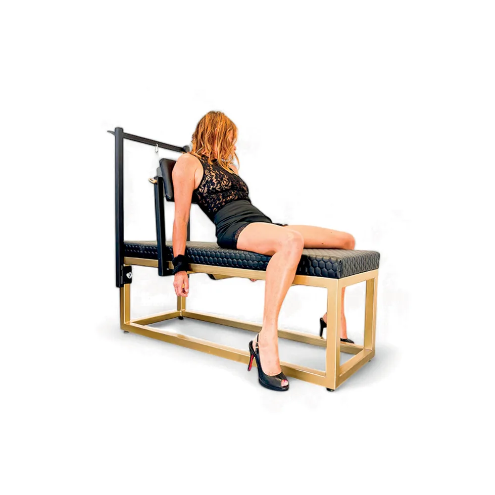 Mobilier BDSM : Banc des tentations dissimulable couleurs or et noir